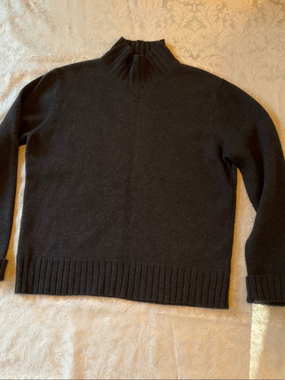Women's Black Mock Neck Sweater - Cozy Rib Trim
